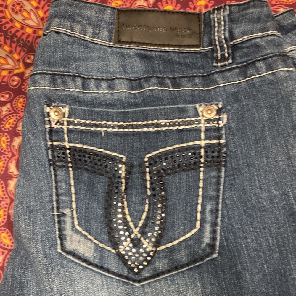 Rue 21 gemstone studded jeans. Size 15/16, with a little stretch. Strait leg.